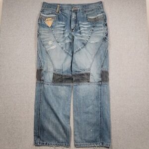 Vintage Eight 732 Jeans 40x34 (Actual 38x34) Blue Moto Baggy Loose Street Y2K